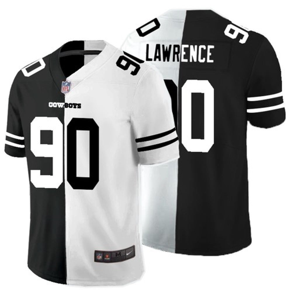 Men's Dallas Cowboys #90 Demarcus Lawrence Black White Split 2020 Stitched Jersey 