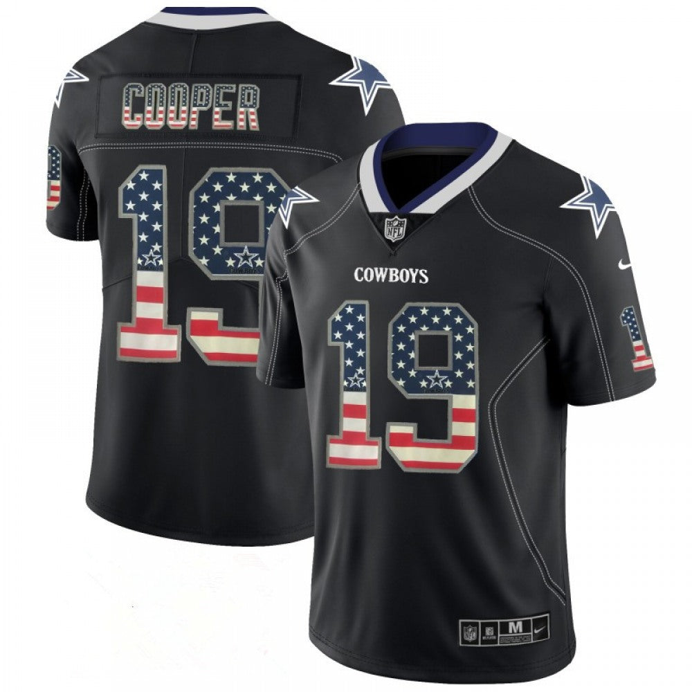 Men's Dallas Cowboys #19 Amari Cooper Black 2018 USA Flag Color Rush Limited Fashion NFL Stitched Jersey 