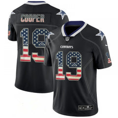 Men's Dallas Cowboys #19 Amari Cooper Black 2018 USA Flag Color Rush Limited Fashion NFL Stitched Jersey 