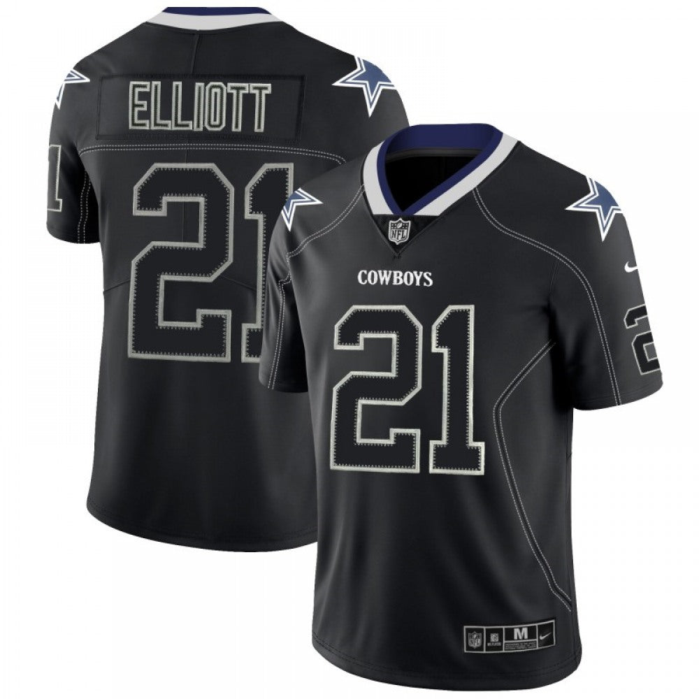 Men's Dallas Cowboys #21 Ezekiel Elliott NFL 2018 Lights Out Black Color Rush Limited Jersey 