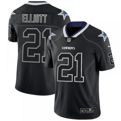 Men's Dallas Cowboys #21 Ezekiel Elliott NFL 2018 Lights Out Black Color Rush Limited Jersey 