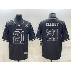 Men's Dallas Cowboys #21 Ezekiel Elliott Black With 1960 Patch Limited Stitched Football Jersey 