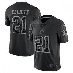 Men's Dallas Cowboys #21 Ezekiel Elliott Black Reflective Limited Stitched Football Jersey 