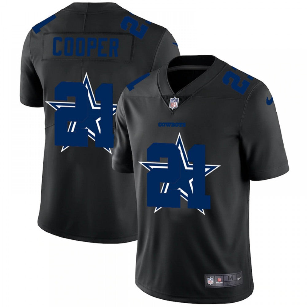 Men's Dallas Cowboys #21 Ezekiel Elliott Black Shadow Logo Limited Stitched Jersey 