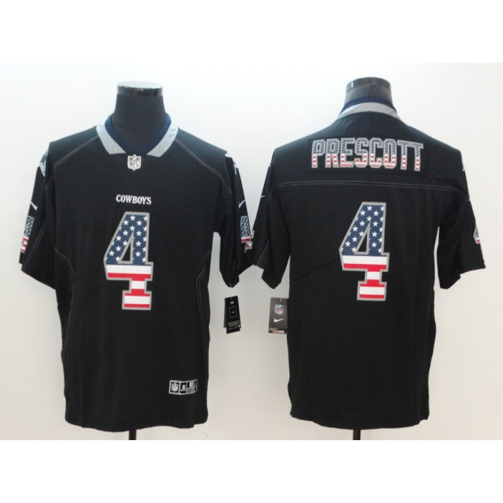 Men's Dallas Cowboys #4 Dak Prescott Black 2018 USA Flag Color Rush Limited Fashion NFL Stitched Jersey 