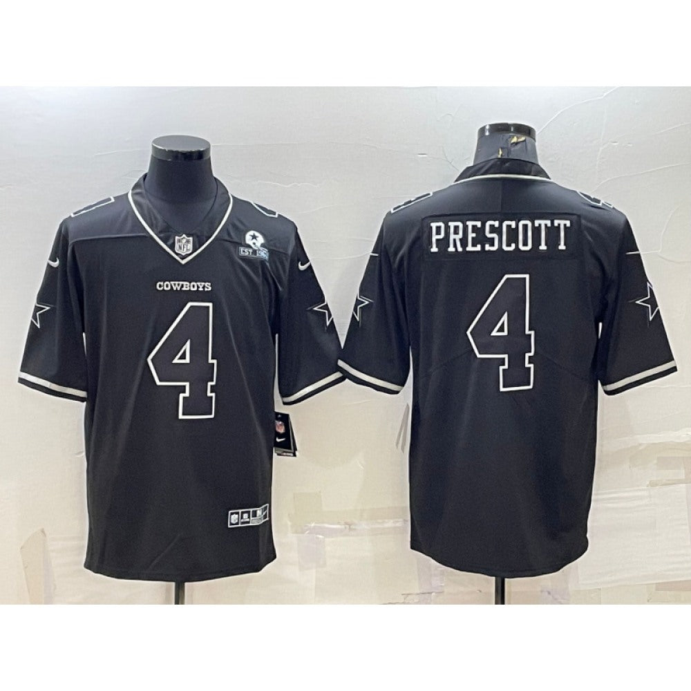Men's Dallas Cowboys #4 Dak Prescott Black With 1960 Patch Limited Stitched Football Jersey 
