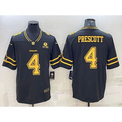 Men's Dallas Cowboys #4 Dak Prescott Black Gold Edition With 1960 Patch Limited Stitched Football Jersey 