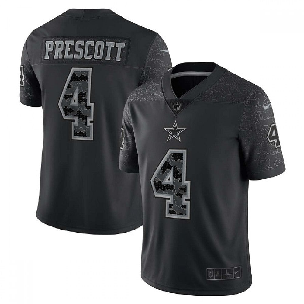 Men's Dallas Cowboys #4 Dak Prescott Black Reflective Limited Stitched Football Jersey 