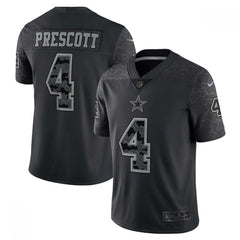 Men's Dallas Cowboys #4 Dak Prescott Black Reflective Limited Stitched Football Jersey 