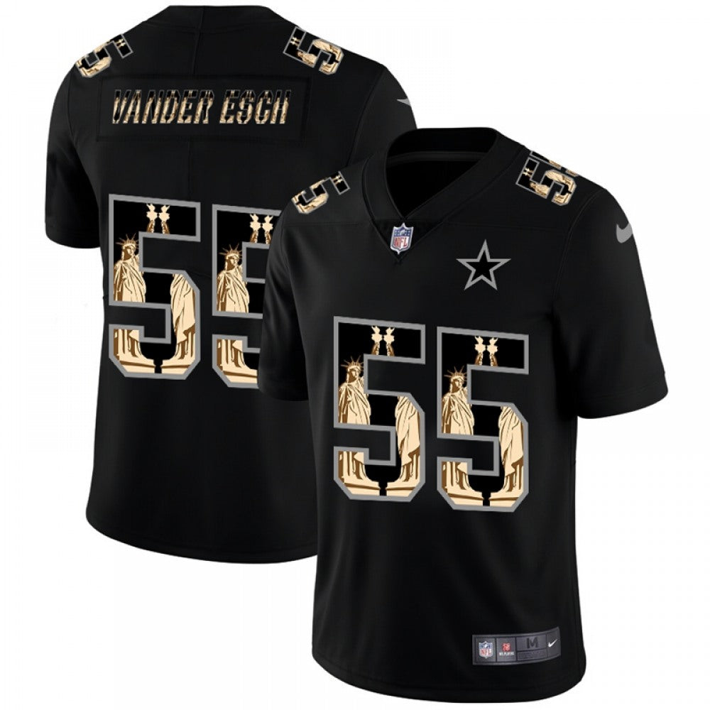 Men's Dallas Cowboys #55 Leighton Vander Esch 2019 Black Statue of Liberty Limited Stitched NFL Jersey 