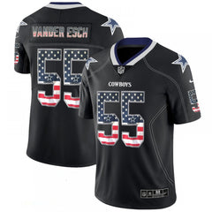 Men's Dallas Cowboys #55 Leighton Vander Esch 2018 Black USA Flag Color Rush Limited Fashion NFL Stitched Jersey 