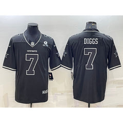 Men's Dallas Cowboys #7 Trevon Diggs Black With 1960 Patch Limited Stitched Football Jersey 