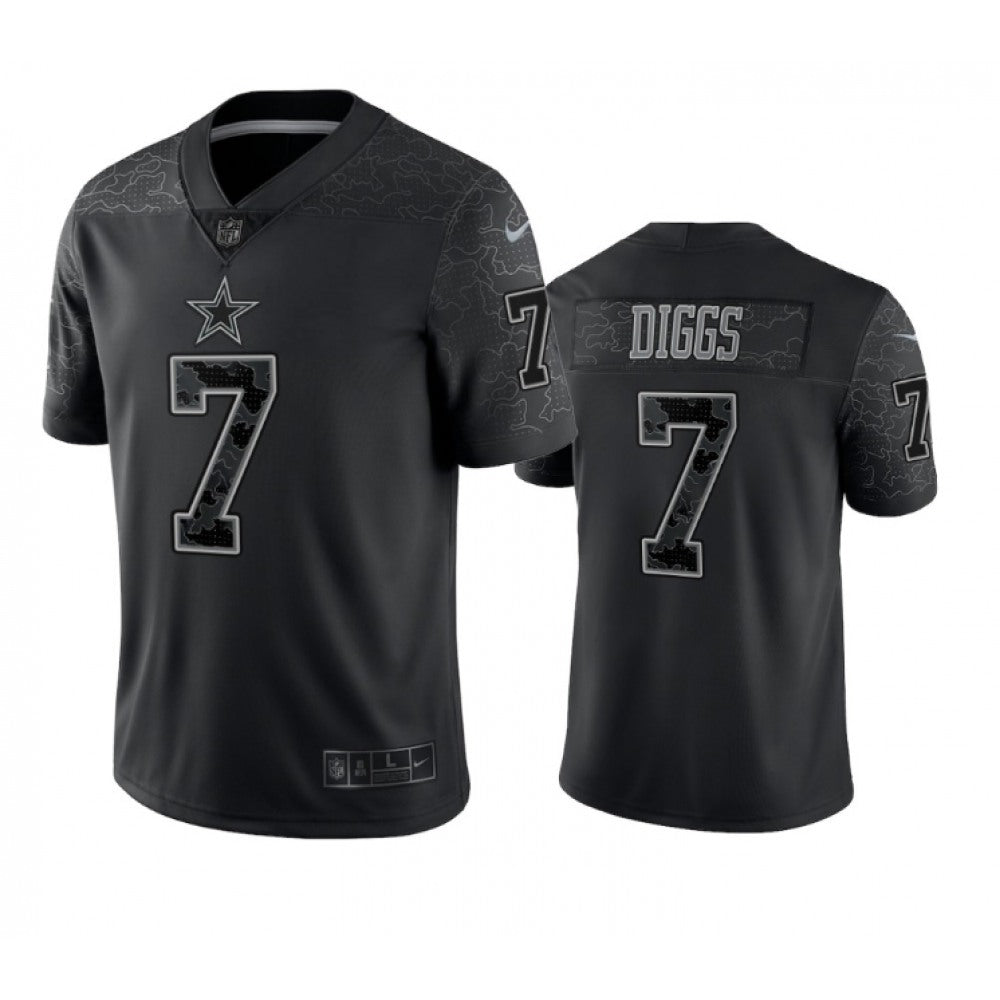 Men's Dallas Cowboys #7 Trevon Diggs Black Reflective Limited Stitched Football Jersey 