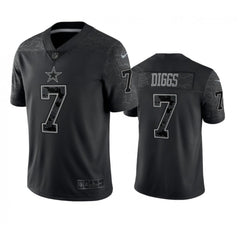 Men's Dallas Cowboys #7 Trevon Diggs Black Reflective Limited Stitched Football Jersey 