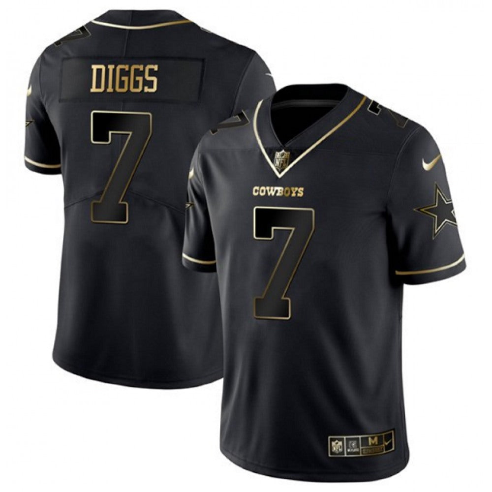 Men's Dallas Cowboys #7 Trevon Diggs Black Golden Edition Limited Stitched Jersey 
