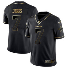 Men's Dallas Cowboys #7 Trevon Diggs Black Golden Edition Limited Stitched Jersey 
