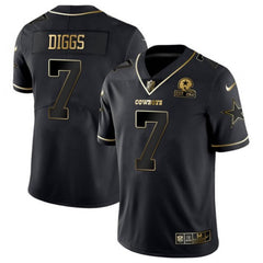 Men's Dallas Cowboys #7 Trevon Diggs Black Golden Edition With 1960 Patch Limited Stitched Jersey 