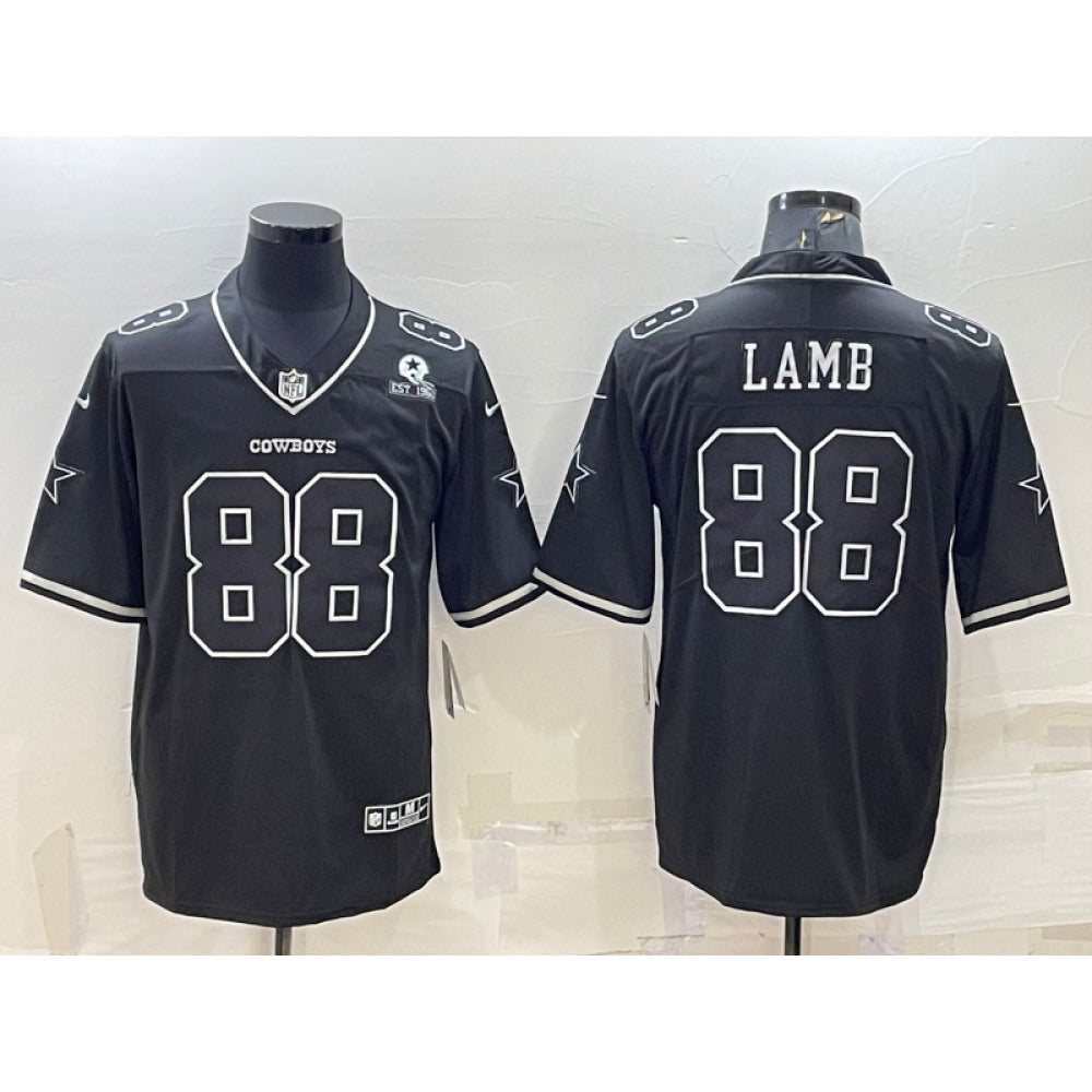 Men's Dallas Cowboys #88 CeeDee Lamb Black With 1960 Patch Limited Stitched Football Jersey 