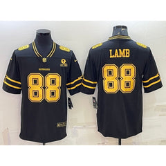 Men's Dallas Cowboys #88 CeeDee Lamb Black Gold Edition With 1960 Patch Limited Stitched Football Jersey 