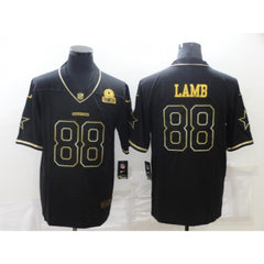 Men's Dallas Cowboys #88 CeeDee Lamb Black Golden Edition With 1960 Patch Limited Stitched Jersey 