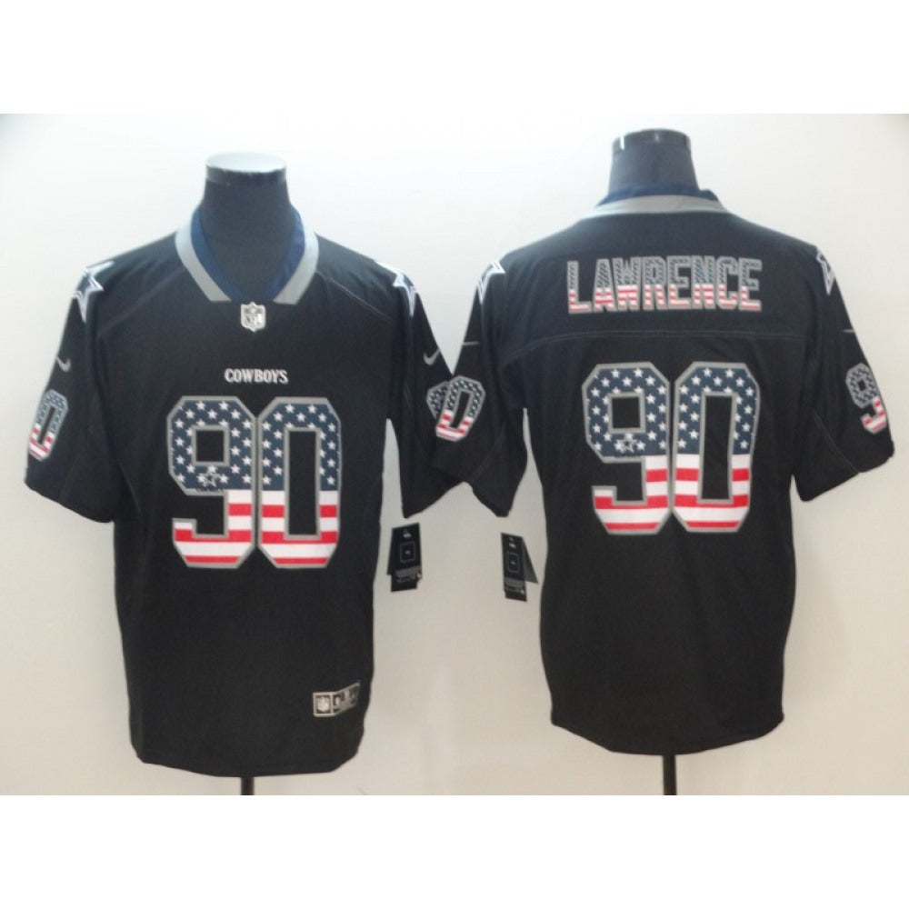 Men's Dallas Cowboys #90 Demarcus Lawrence 2018 Black USA Flag Color Rush Limited Fashion NFL Stitched Jersey 