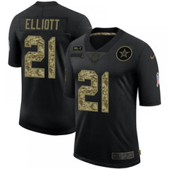 Men's Dallas Cowboys #21 Ezekiel Elliott 2020 Black Camo Salute To Service Limited Stitched Jersey 