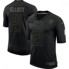 Men's Dallas Cowboys #21 Ezekiel Elliott 2020 Black Salute To Service Limited Stitched Jersey 