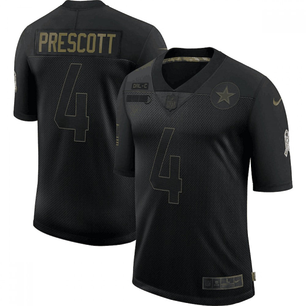 Men's Dallas Cowboys #4 Dak Prescott 2020 Black Salute To Service Limited Stitched Jersey 