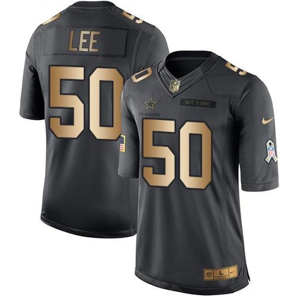 Cowboys #50 Sean Lee Black Men's Stitched NFL Limited Gold Salute To Service Jersey 