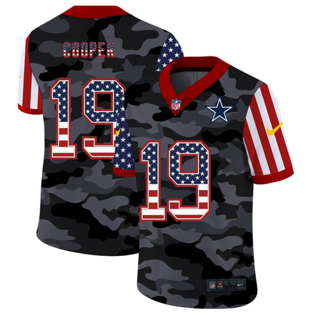 Men's Dallas Cowboys #19 Amari Cooper 2020 Camo USA Flag Limited Stitched Jersey 