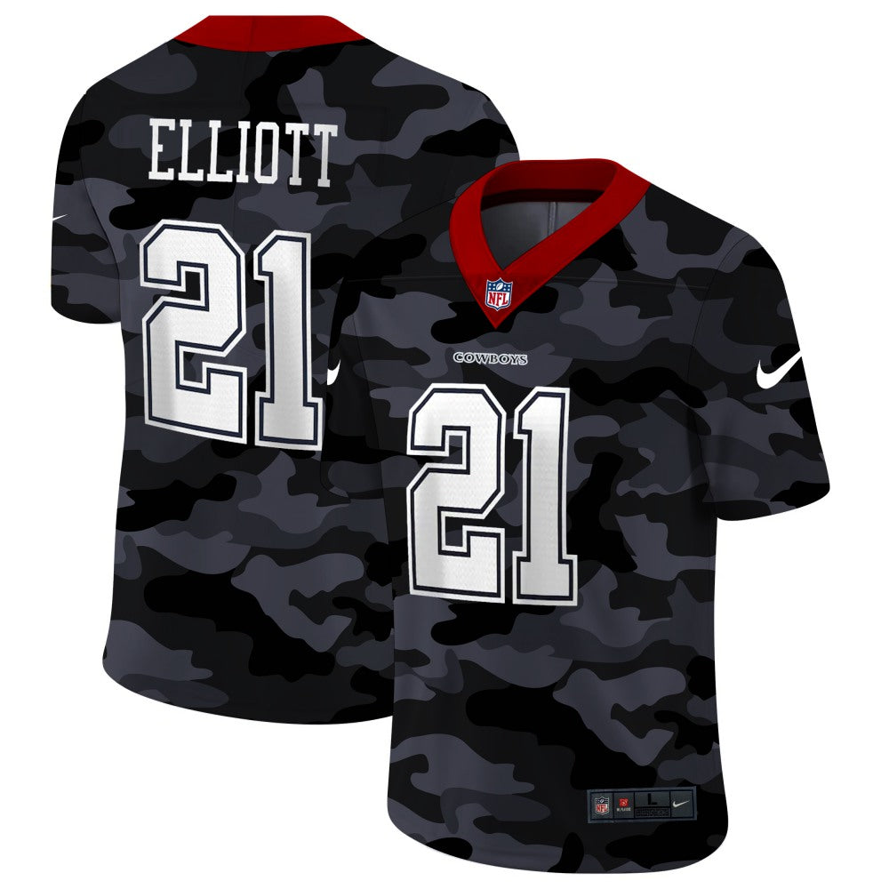 Men's Dallas Cowboys #21 Ezekiel Elliott 2020 Camo Limited Stitched Jersey 