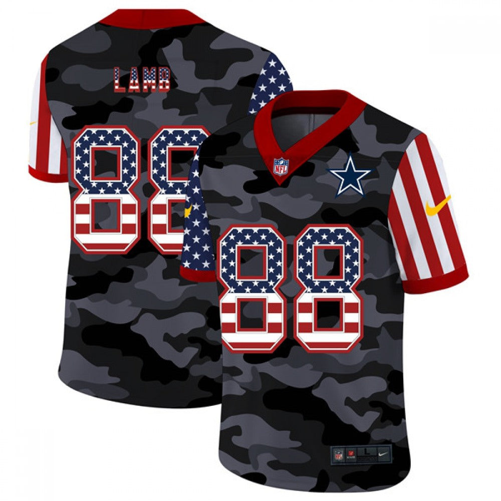 Men's Dallas Cowboys #88 CeeDee Lamb 2020 Camo USA Flag Limited Stitched Jersey 