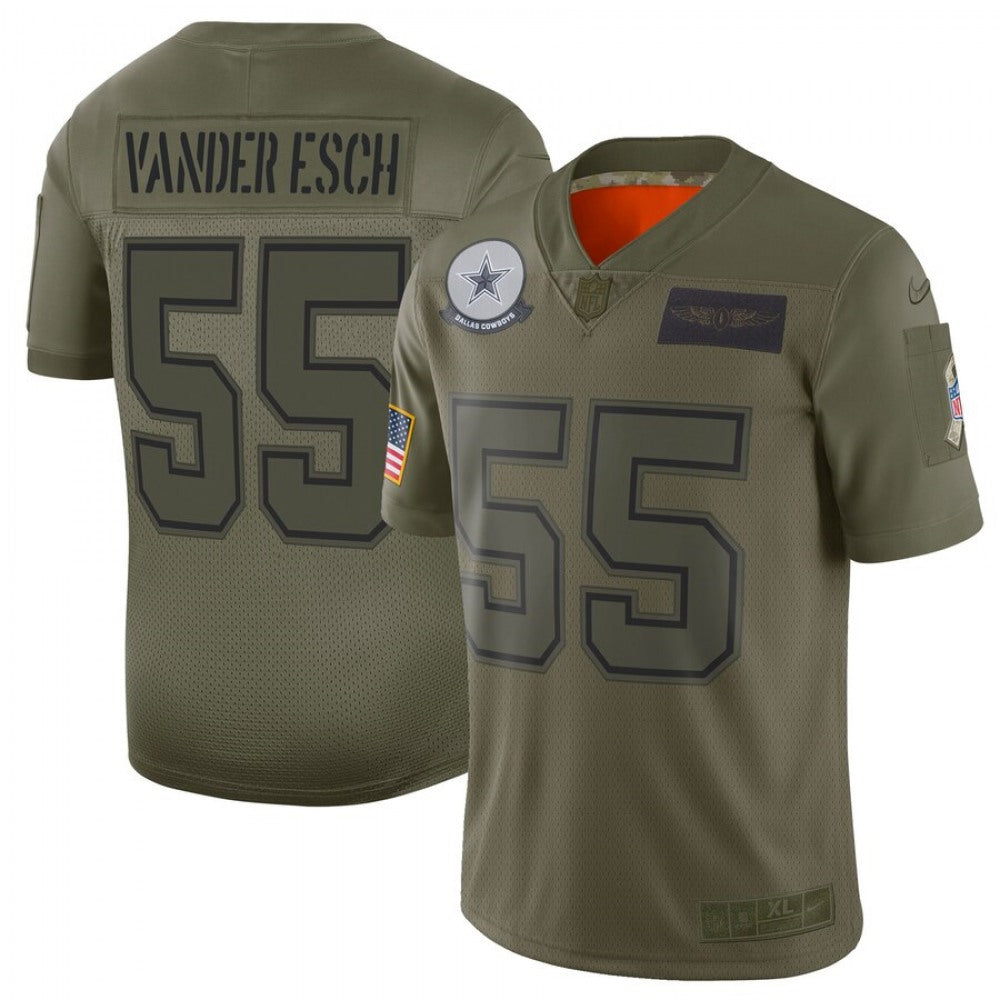 Men's Dallas Cowboys #55 Leighton Vander Esch 2019 Camo Salute To Service Limited Stitched NFL Jersey 