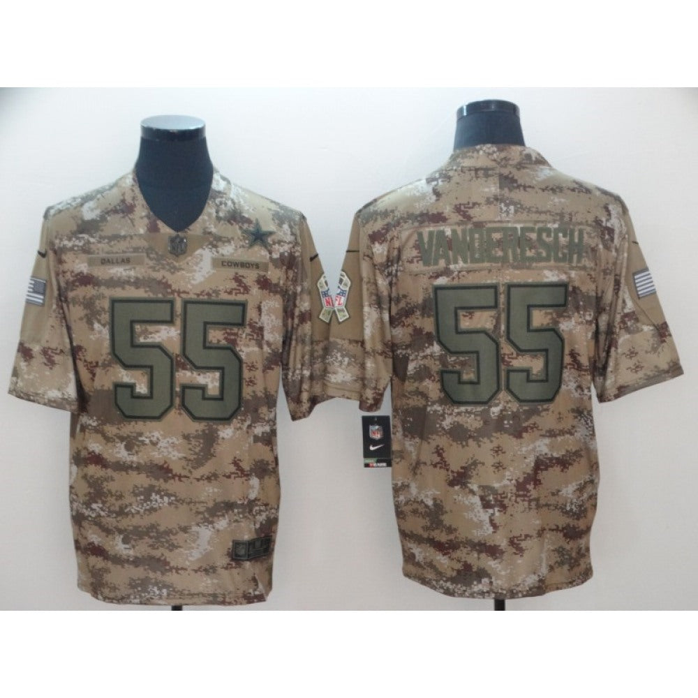 Men's Dallas Cowboys #55 Leighton Vander Esch 2018 Camo Salute To Service Limited Stitched NFL Jersey 