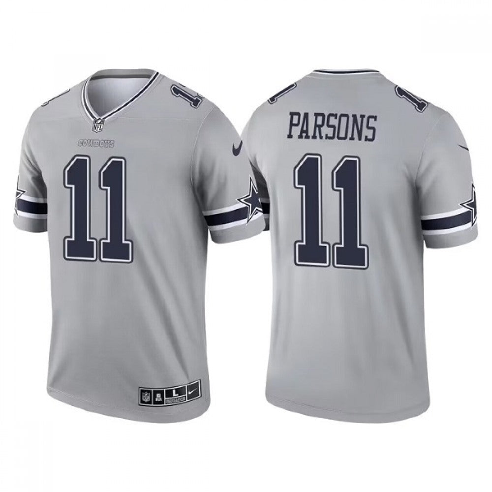 Men's Dallas Cowboys #11 Micah Parsons Gray 2021 Inverted Legend Stitched Game Jersey 