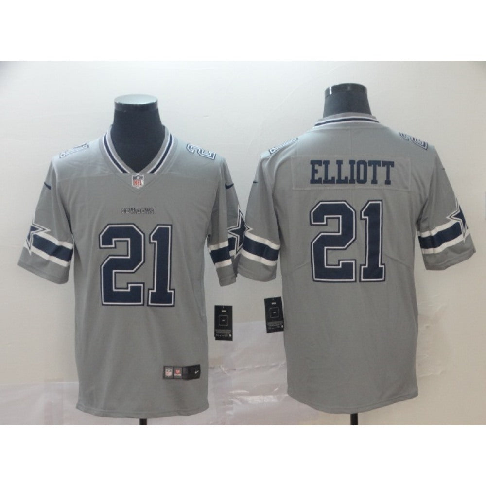 Men's Dallas Cowboys #21 Ezekiel Elliott Gray Inverted Legend Stitched NFL Jersey 