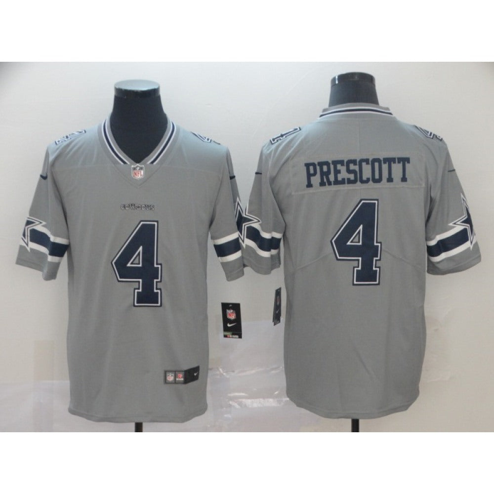 Men's Dallas Cowboys #4 Dak Prescott Gray Inverted Legend Stitched NFL Jersey 