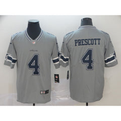 Men's Dallas Cowboys #4 Dak Prescott Gray Inverted Legend Stitched NFL Jersey 