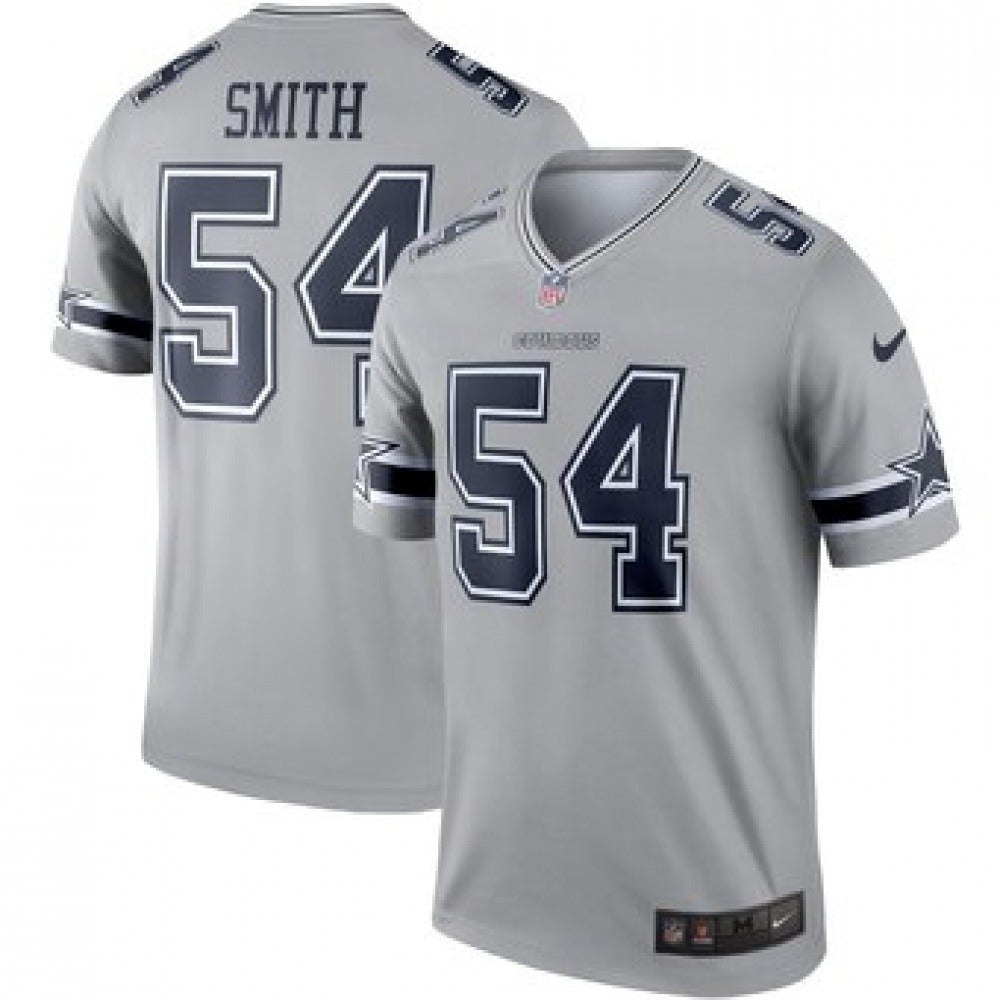 Men's Dallas Cowboys #54 Jaylon Smith Gray Inverted Legend Jersey 
