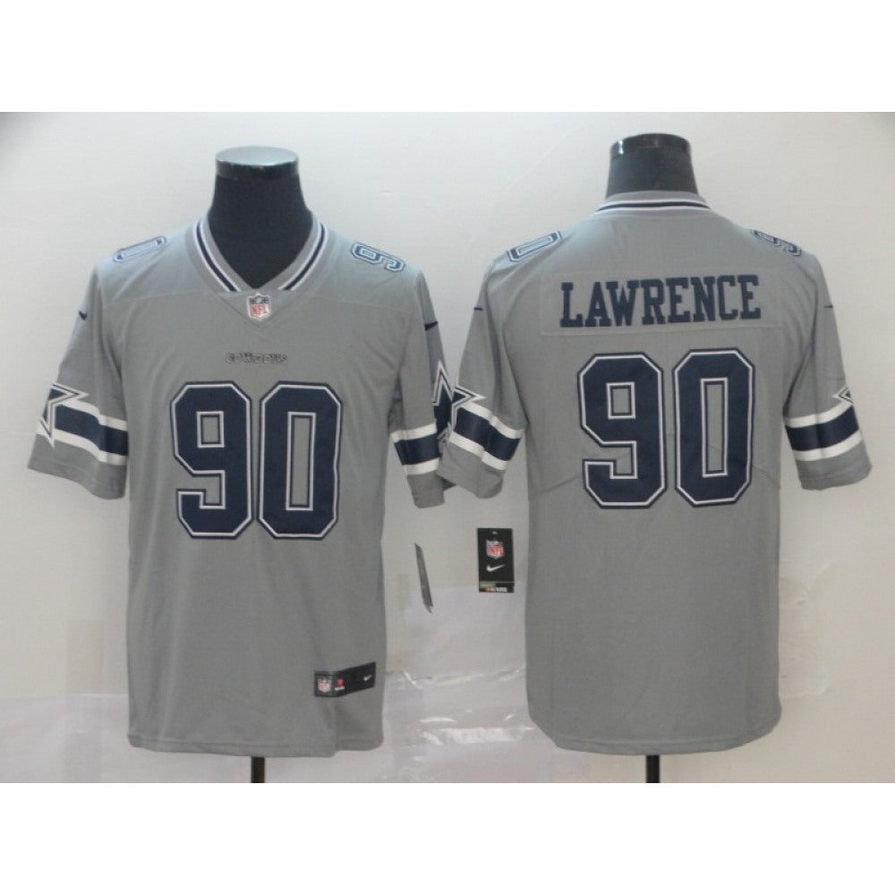 Men's Dallas Cowboys #90 Demarcus Lawrence Gray Inverted Legend Stitched NFL Jersey 