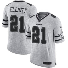 Cowboys #21 Ezekiel Elliott Gray Men's Stitched NFL Limited Gridiron Gray II Jersey 