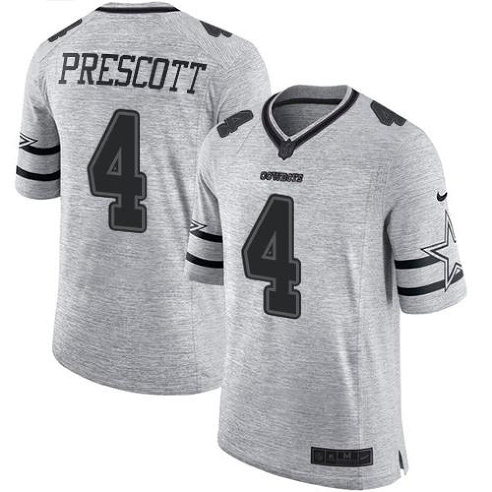 Cowboys #4 Dak Prescott Gray Men's Stitched NFL Limited Gridiron Gray II Jersey 