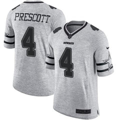 Cowboys #4 Dak Prescott Gray Men's Stitched NFL Limited Gridiron Gray II Jersey 