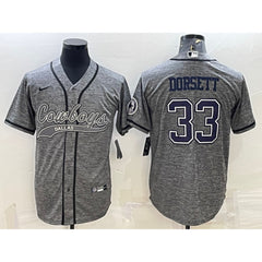 Men's Dallas Cowboys #33 Tony Dorsett Grey With Patch Cool Base Stitched Baseball Jersey 