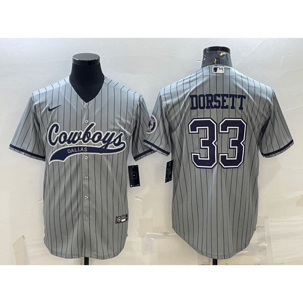 Men's Dallas Cowboys #33 Tony Dorsett Grey With Patch Cool Base Stitched Baseball Jersey 