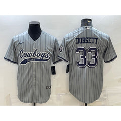 Men's Dallas Cowboys #33 Tony Dorsett Grey With Patch Cool Base Stitched Baseball Jersey 
