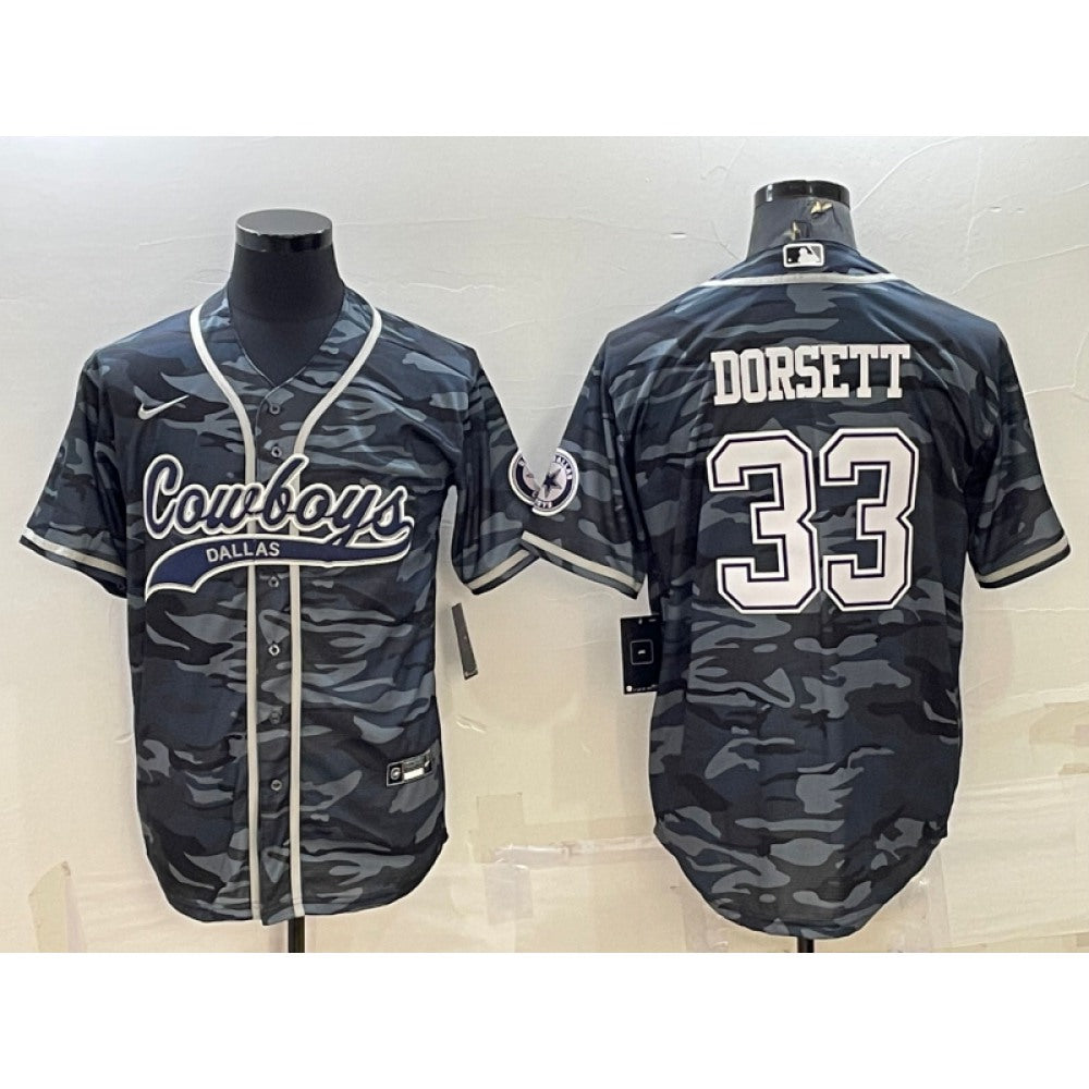 Men's Dallas Cowboys #33 Tony Dorsett Grey Camo With Patch Cool Base Stitched Baseball Jersey 