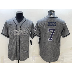 Men's Dallas Cowboys #7 Trevon Diggs Grey With Patch Cool Base Stitched Baseball Jersey 