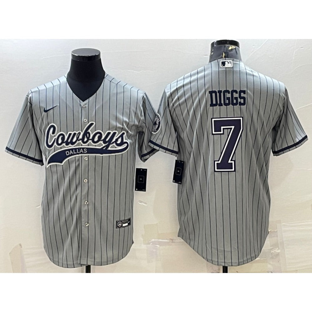 Men's Dallas Cowboys #7 Trevon Diggs Grey With Patch Cool Base Stitched Baseball Jersey 