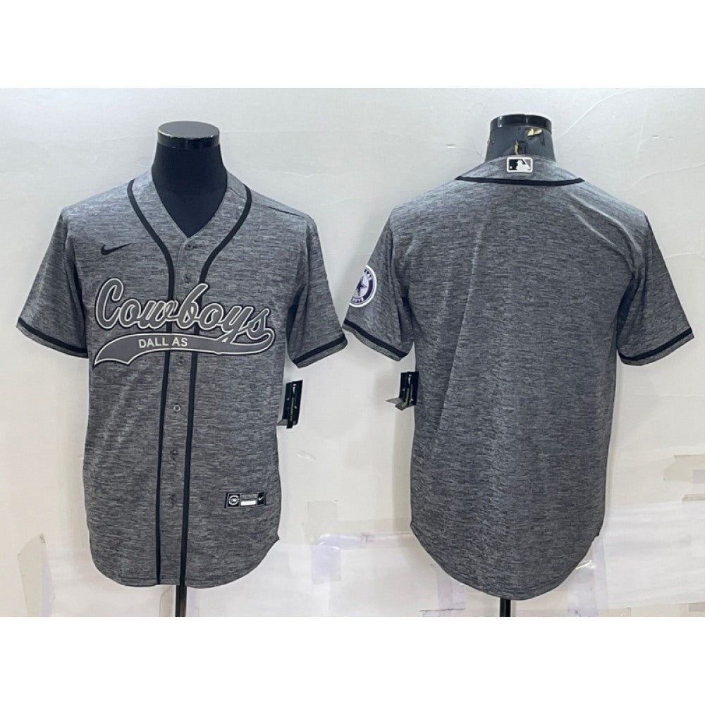 Men's Dallas Cowboys Blank Grey With Patch Cool Base Stitched Baseball Jersey 